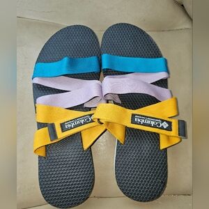 Womens Size 11 Columbia Blue, Purple, and Yellow Sandals In GREAT CONDITION